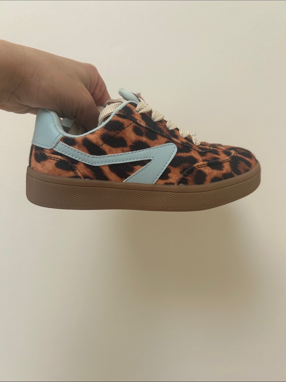 NWOT Dolce Vita Kids Leopard Print Sneakers with Light Blue Accents